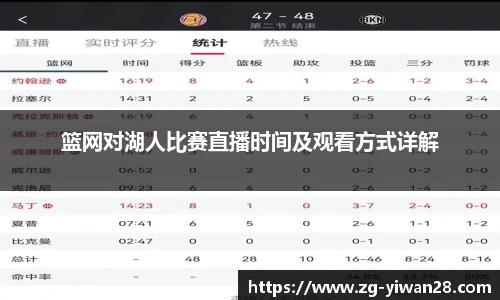 篮网对湖人比赛直播时间及观看方式详解